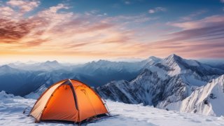 Tente d'un camping d'hiver comme hébergement insolite