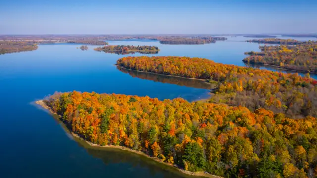 Vue aérienne du Parc National Milles Îles au Canada